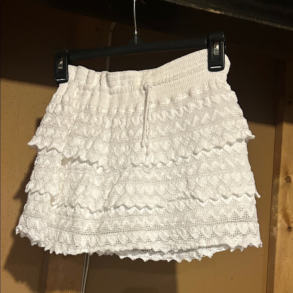 White Lace Ruffle Skirt